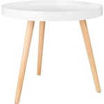 Table Basse Ronde en Bois Massif - Table de Salon Moderne - Blanche Chêne - 50x44 cm - Woltu