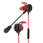 Casques d'écouteurs pour jeux CS Gaming Casque intra-auriculaire 7.1 avec micro Contrôle du volume PC Gamer Earphones-Rouge