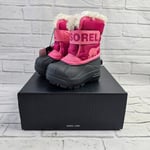 Sorel Baby Girls Snow Commander Winter Boots Black Pink Waterproof Thermal UK 4