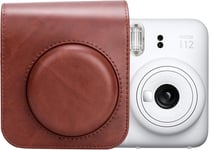 Étui pour Appareil Photo Fujifilm Fuji Instax Mini 12-Cuir PU Housse de Protection avec bandoulière réglable-Marron rétro