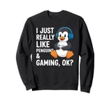 Gamer Funny Penguin Lover Video Games Penguin Gaming Sweatshirt