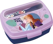 TataWay in viaggio si cresce Disney Sandwich Box bleu clair pour filles en plastique Frozen Elsa Anna et Olaf avec cuillère et fourchette