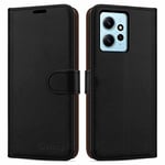 iCatchy for Xiaomi Redmi Note 12 Case Leather Wallet Book Flip Folio with TPU holder Credit Card Slots Kickstand Magnetic Clouser Phone Cover (Black)