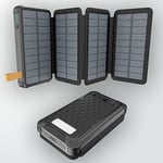 Solar Power Bank 30000mAh Capacity Portable Foldable Waterproof Shock BG