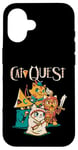 Coque pour iPhone 16 Cat Quest RPG Hero Cats Jeu vidéo RPG Gamer Funny Cat