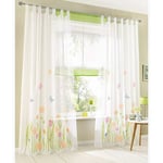 Lot de 2 Rideaux Transparents avec Passants - Voilage imprimé Floral - Traitement de fenêtre pour Chambre à Coucher, Salon, Chambre d'enfant, Balcon,