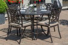 LG Outdoor Devon 4 Seater Garden Dining Table and Chairs Set with Parasol, Bronze