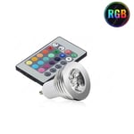 Faretto Led Lumière Rgb Gu10 Ampoule 5W Multicolore Programmable Télécommande