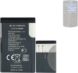 Batterie De Rechange Bl-5c 1200 Mah Compatible Avec No-Kia Asha 205,Asha 205 Ds,Asha 230,Asha 230 Ds,C1-00,C1-01,C2-00,C2-01,C2-03,C2-06