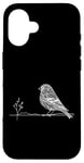 Coque pour iPhone 16 Line Art Oiseau et Ornithologue Pin Siskin