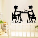 UYEDSR Stickers Muraux Nail Shop Vinyle Sticker Mural Mode Fille Ongles Boutique décoration Mur Art Autocollant Amovible Nail Shop Salon fenêtre Sticker Mural 80x57cm