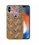 Coque iphone XR effet bois leopard brocart violet transparente