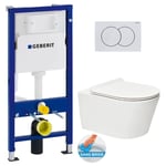 Pack Bati-support Geberit 112cm + wc sans bride sat Brevis + Abattant ultra-fin