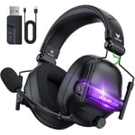 WESEARY WG2 Casque Gaming sans Fil, 2,4 GHz Casque Bluetooth sans Fil avec Micro pour PS5, PS4, PC, Switch, Mac, Mobile, Casque PS5 Pliable avec Son Stéréo et Éclairage RGB, Batterie de 50h