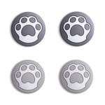 eXtremeRate PlayVital Cat Paw Cute Switch Thumb Grip Caps, Gray & Light Gray Joystick Caps for Nintendo Switch Lite, Silicone Analog Cover Thumbstick Grips for Switch OLED Joycon