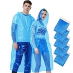 Vicloon Ponchos Imperméables Jetables, 5 Pièces Poncho, Poncho Pluie Femme et Homme, Parfait pour Les Festivals de Camping et Les Randonnées, Bleu, Taille Unique