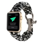 Apple Watch Series 4 44mm Paracord rep armband - Svart / Vit