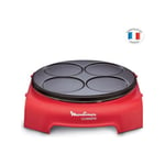 Moulinex - Crepiere Electrique électrique, Plaque 4 empreintes antiadhésive, 4 spatules, Louche, , Fabriqué en France, Accessimo