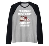 Funny I'm Just Here To Play Rummy And Eat Snacks Card Game Raglan Baseball Tee