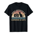 Easily Distracted By Cameras & Cats Retro Funny Photographer T-Shirt