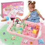 Weilim Sable Magique Licorne Fille Jeu de Sable Kit, Bac à Sable Magique, Coloré Sable, Jouet Sensoriel de Sable Cadeau d'Anniversaire Enfant de 3+ Ans (E)