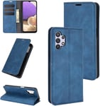 Haut Qualit Etui Pour Samsung Galaxy A32 4g Coque Rabat Protection Housse Pochette Téléphone Pour Samsung Galaxy A32 4g Antichoc Housse Folio Portefeuille Coque Bleu