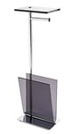 Inda A57850DL Avenue Lampadaire avec Porte-Rouleau et Porte-revues, Laiton, polyméthacrylate, Chrome/moke, 16 x 26 x 73 cm