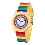 JewelryWe Montre Enfant Garçon Fille Arc-en-ciel,Montre Enfant Bracelet Caoutchouc,Montre Ado Analogique Quartz Cadran Chiffre avec Aiguilles de Trois Couleurs,1ATM Etanche,Cadeau pour Enfant,Etudiant