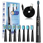 Seago Electric Toothbrush, Rechargeable Power Toothbrush with 8 Brush Heads, 40,000 VPM, 5 Cleaning Modes with Teeth Whitening, 30 Days Battery Life - Ideal for Adults & Kids, SG-958(Black)