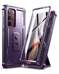 Dexnor pour Coque Samsung Galaxy S22 Ultra 5G avec Protecteur d'écran intégré de Qualité Militaire, Housse de Protection de Pare - Chocs 360 Corps Entier - Fantôme Violet