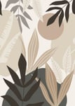 ESTAhome papier peint panoramique feuilles tropicales beige et gris - 200 x 279 cm - 159251