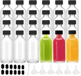 YBCPACK 24 Pack 60ml Glass Shot Bottles with Lids, Small Ginger Bottles for Jui