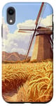 iPhone XR Wheat Fields With Windmills Landscape Vintage Graphic Case