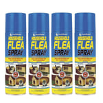 4x Flea Killer Spray Aerosol Household Animal Flea Dog Cat Tick Protection 200ml