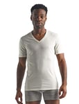 Icebreaker Merino Wool Underwear, Men's Short Sleeve V T-Shirt, Anatomica Slim Fit T-Shirt, Muscle Fit T-Shirt - Snow, L