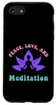 Coque pour iPhone SE (2020) / 7 / 8 Peace Love and Mediation Retro Groovy New Age Yoga et Yogi