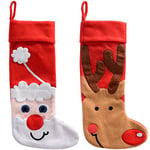 WeRChristmas Bonhomme de Neige et décoration Chaussette de Noël Motif Renne, Tissu, Multicolore, 48 cm, Lot de 2