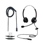 N/X Corded Telephone Headset Two Ears with Noise Canceling Mic for Landline Phones Work for Yealink T19P T20P T21P T22P T26P T28P Avaya 1608 9640 Cisco 7905 Snom Fanvil Grandstream AltiGen IP Phones
