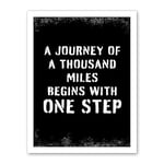 Artery8 A Journey Of A Thousand Miles Begins With One Step Inspirational Positive Motivational Gym Workout Living Room Typography Artwork Framed Wall Art Print 18X24 Inch