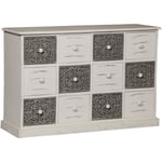 Cotecosy - Commode 12 Tiroirs Changmay Bois Gris Et Blanc - Chêne clair