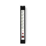 Nedis Surge Protected Extension Socket | 6-veis | Jordet kontakt / Type F (CEE 7/7) | 3.00 m | 3500 W | 16 A | Type av jording: Sidekontakter | Uttaksvinkel: 45 ° | H05VV-F 3G1.5mm² | Av/på-bryter | Hvit / Sort