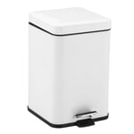 SOGA Foot Pedal Stainless Steel Rubbish Recycling Garbage Waste Trash Bin Square 12L White - Kitchen Bins - RubbishBinSquare12LWhite