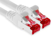 1aTTack.de - 1x 7,5 m câble patch CAT6 S/FTP blindage PIMF câble réseau CAT.6 RJ45 câble Ethernet routeur LAN DSL commutateur modem panneau de brassage - blanc - 1 pièce