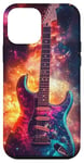 Coque pour iPhone 12 mini Guitare électrique Thème cosmique Galaxie Art de la guitare