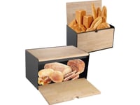 Klausberg Wooden And Steel Bread Box (Kb-7395)