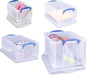 Really Useful Plastic Storage Box (Bonus Pack of 4) 48 Litre + 12 Litre + 9 Lit