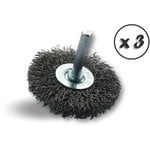 Kibros - Brosse circulaire métallique sur tige ø 60 mm Fil acier souple - Quantité x 3 - ø 60 mm - Ep. 8 mm - Acier souple