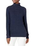 Amazon Essentials Pull Col Roulé En Maille Torsadée Style Irlandais (Grandes Tailles Disponibles) Femme, Bleu Marine, 6XL Grande taille