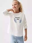 Mango Kids' Sheldon Music On T-Shirt, Natural White