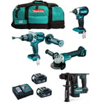 Makita - Kit MK402 (DHP481 DHR171 DGA504 DTD153 2 x 5,0 Ah DC18RC LXT600)